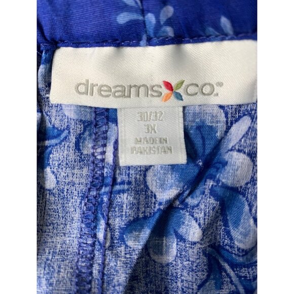 Dreams & Co Floral Blue Tank Style Lounge Home Dress 3X RZ10412 New Cotton - Picture 4 of 9